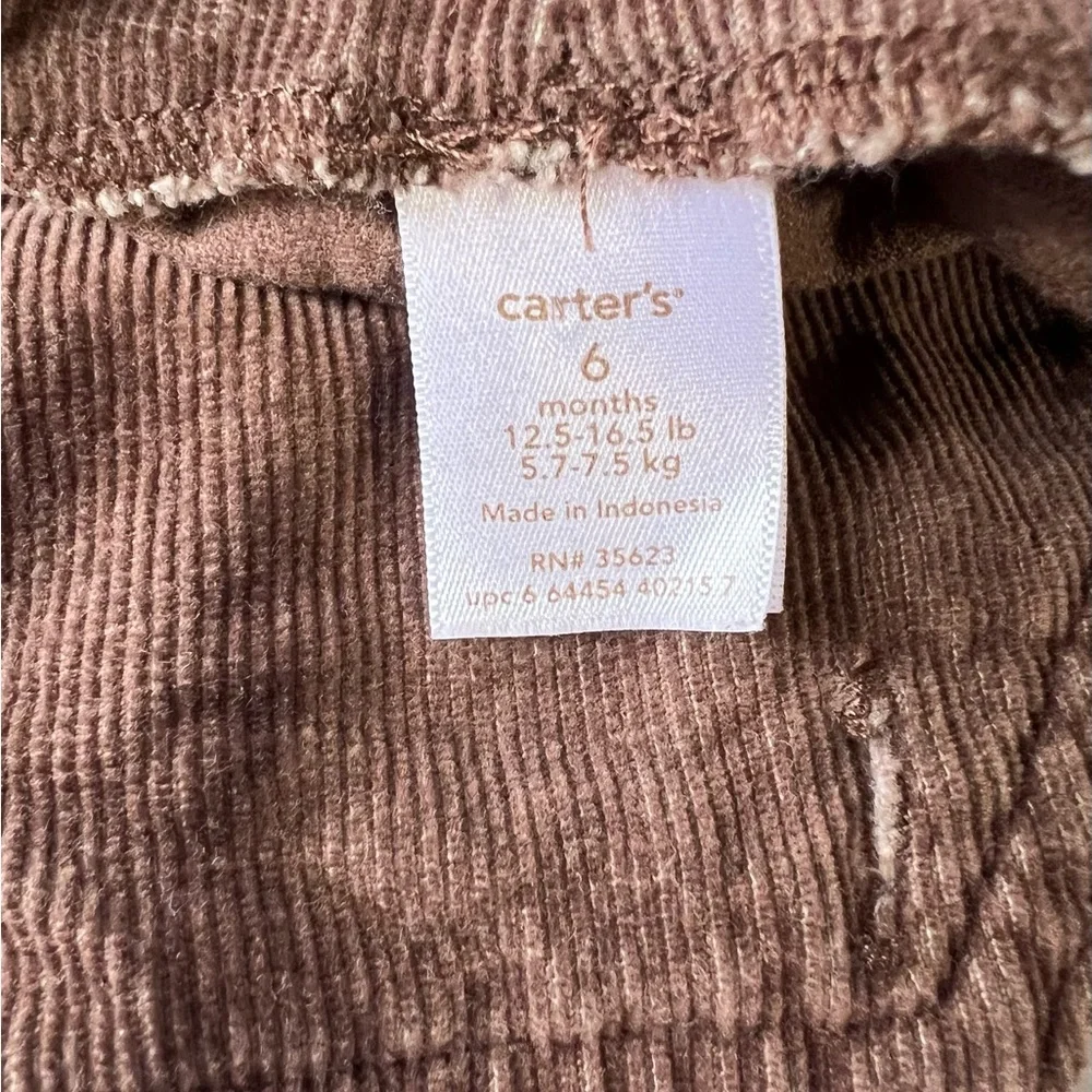 Carters Boys Brown Corduroy Overalls very soft with bear